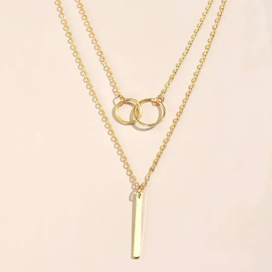 Colar com Pingente Duplo Círculo em Ouro Vintage