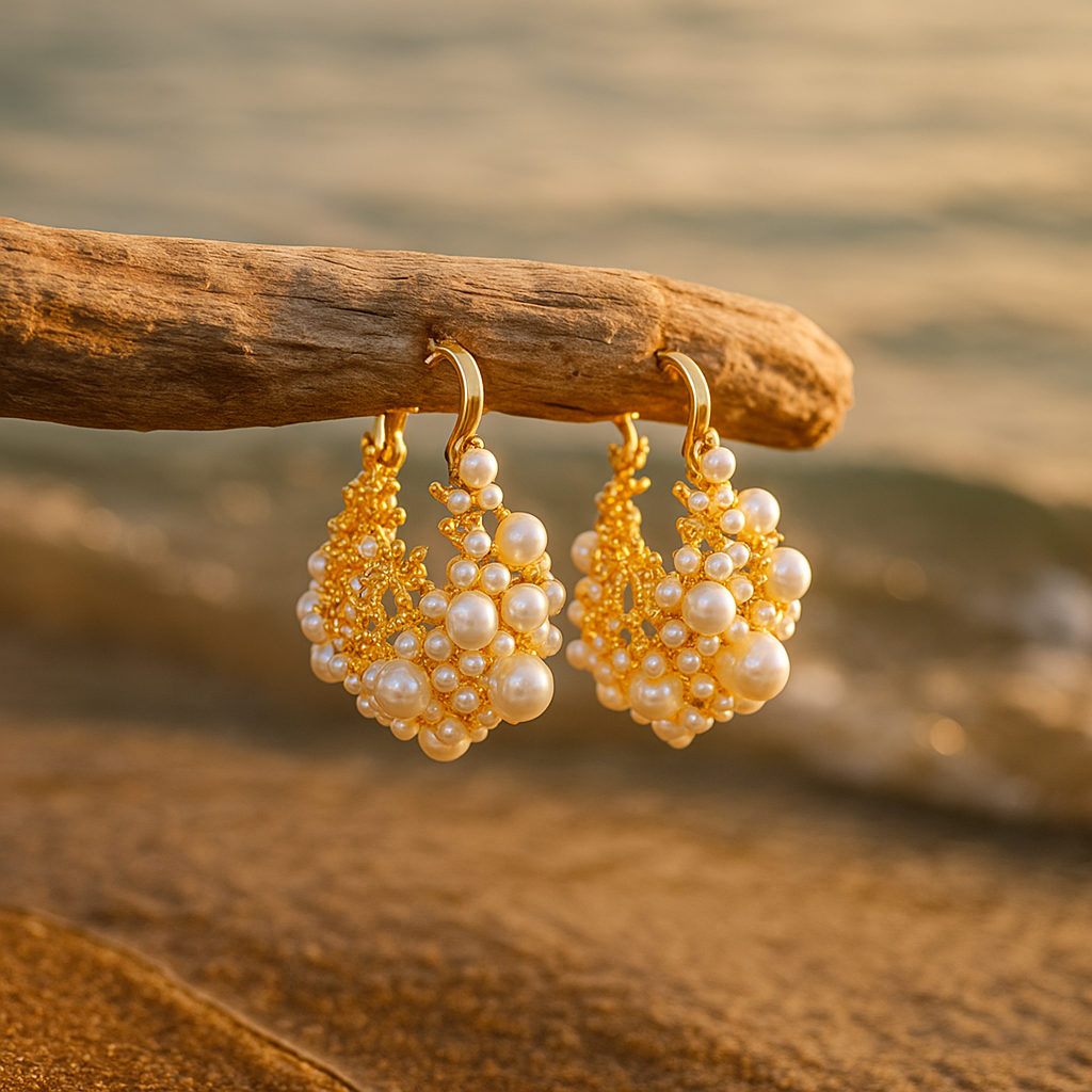 Brincos Dione | Amanhecer Dourado Espuma