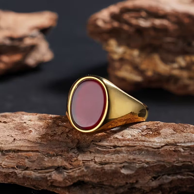 Anel com Pedras Naturais de Olho de Tigre