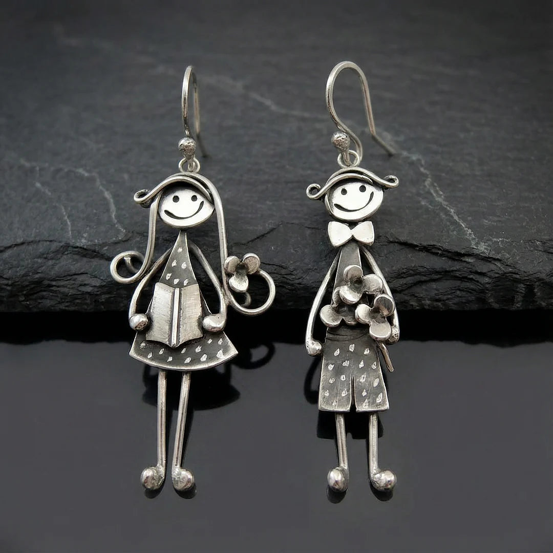 Brincos pendentes vintage menino e menina