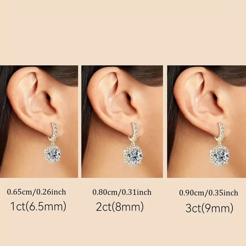 Brincos Pendurados Redondos em Moissanite