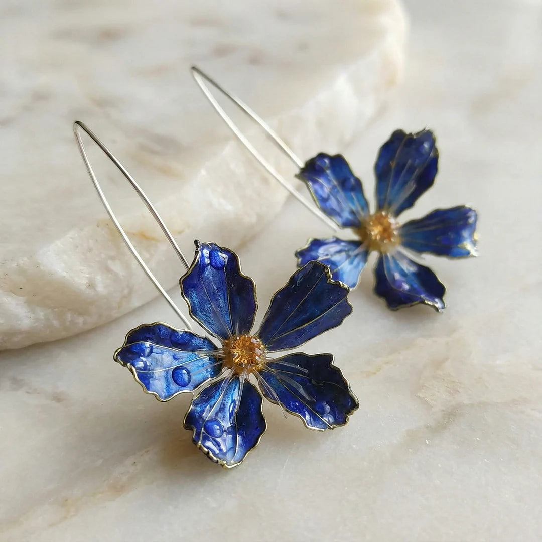 Brincos de Flor Vintage Azuis