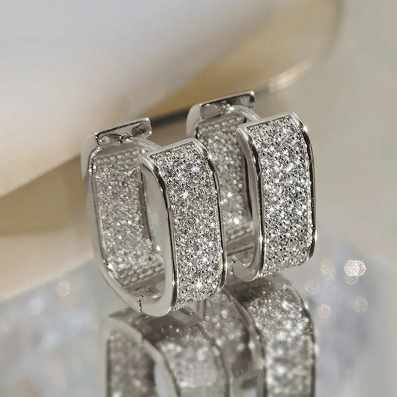 Brincos de Argola de Cristal de Luxo