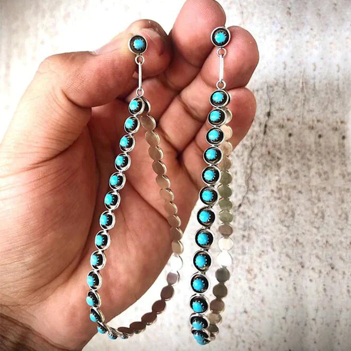 Brincos Vintage com Pedra Turquesa