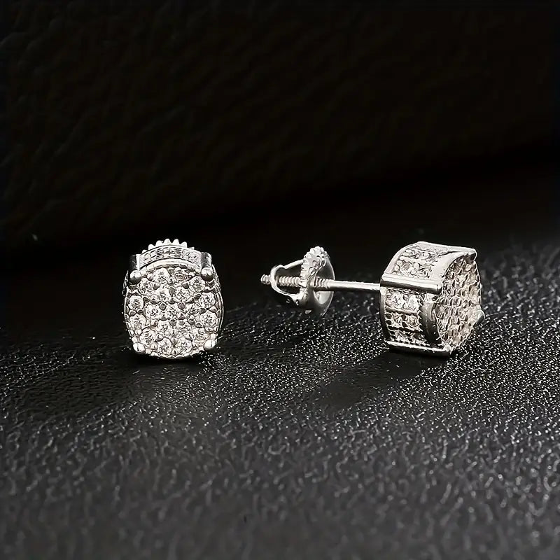 Conjunto de Brincos de Zircónia Prateados de Design Arrojado da ICED CHICS