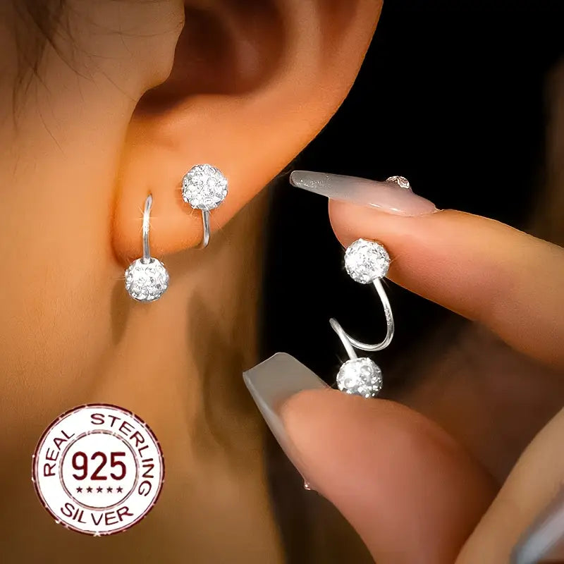 Brincos Espiral Dupla com Zircónia Brilhante