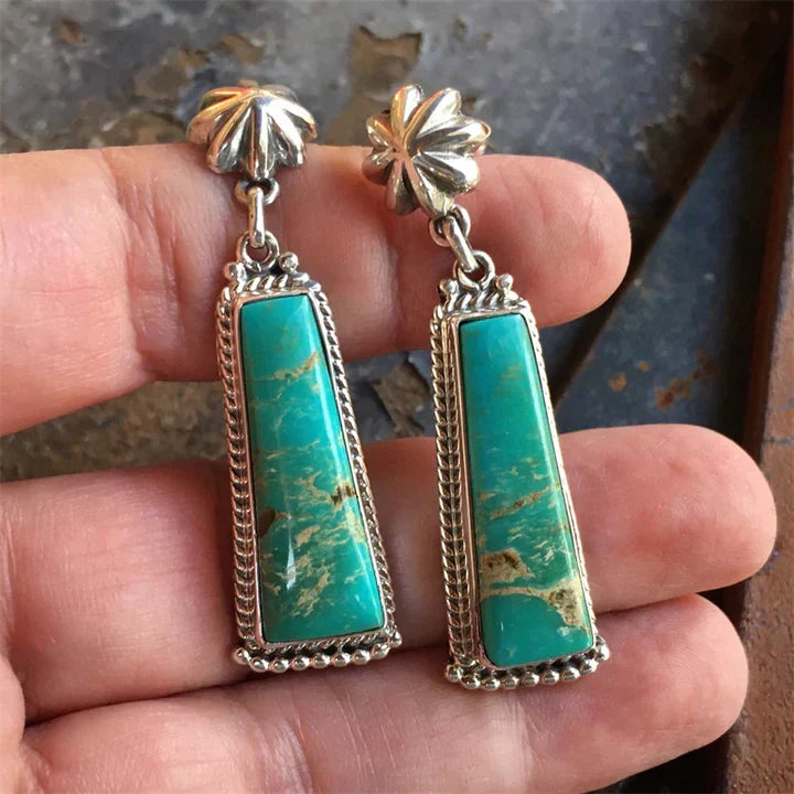 Brincos Vintage com Pedra Turquesa