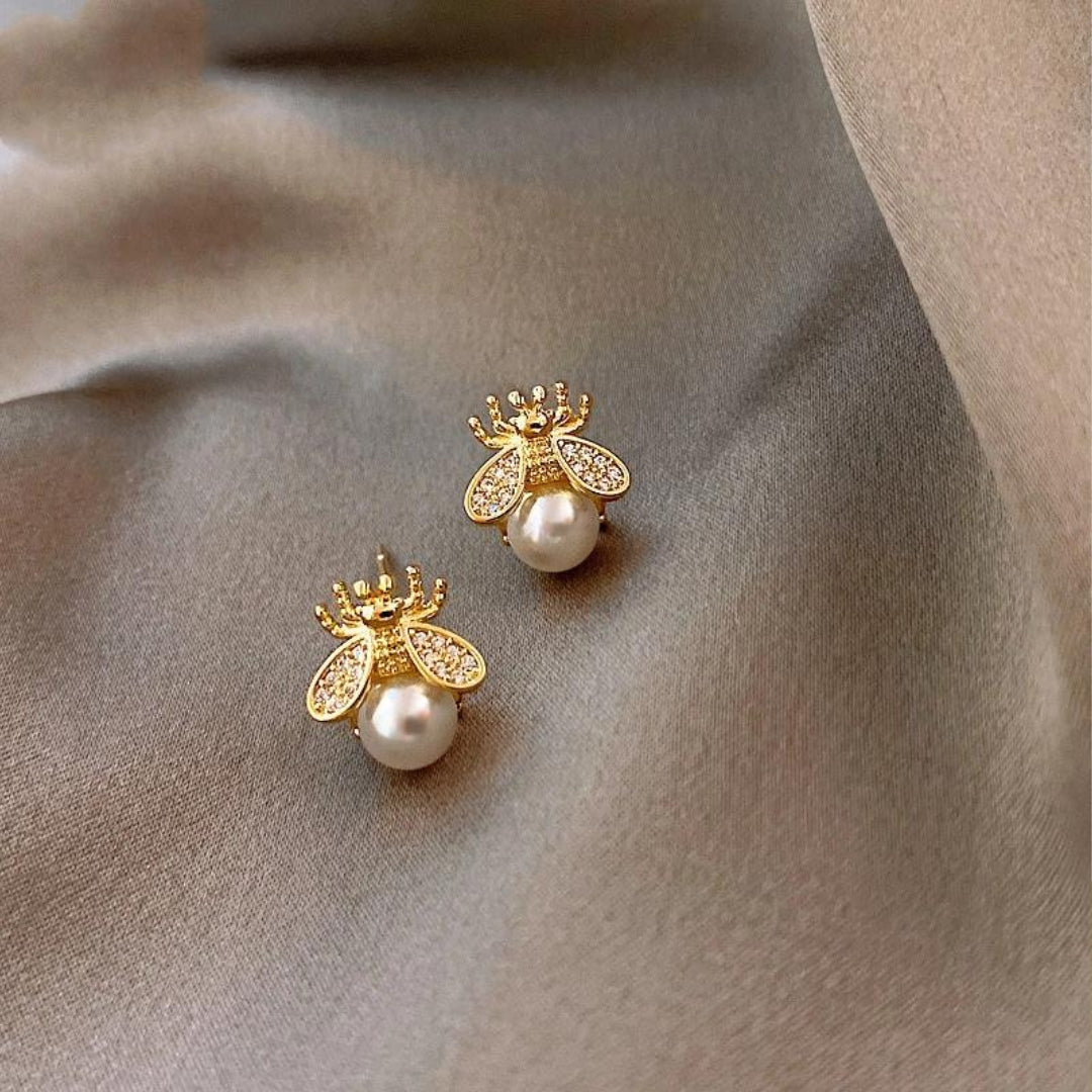Brincos de pérola e zircônia em ouro