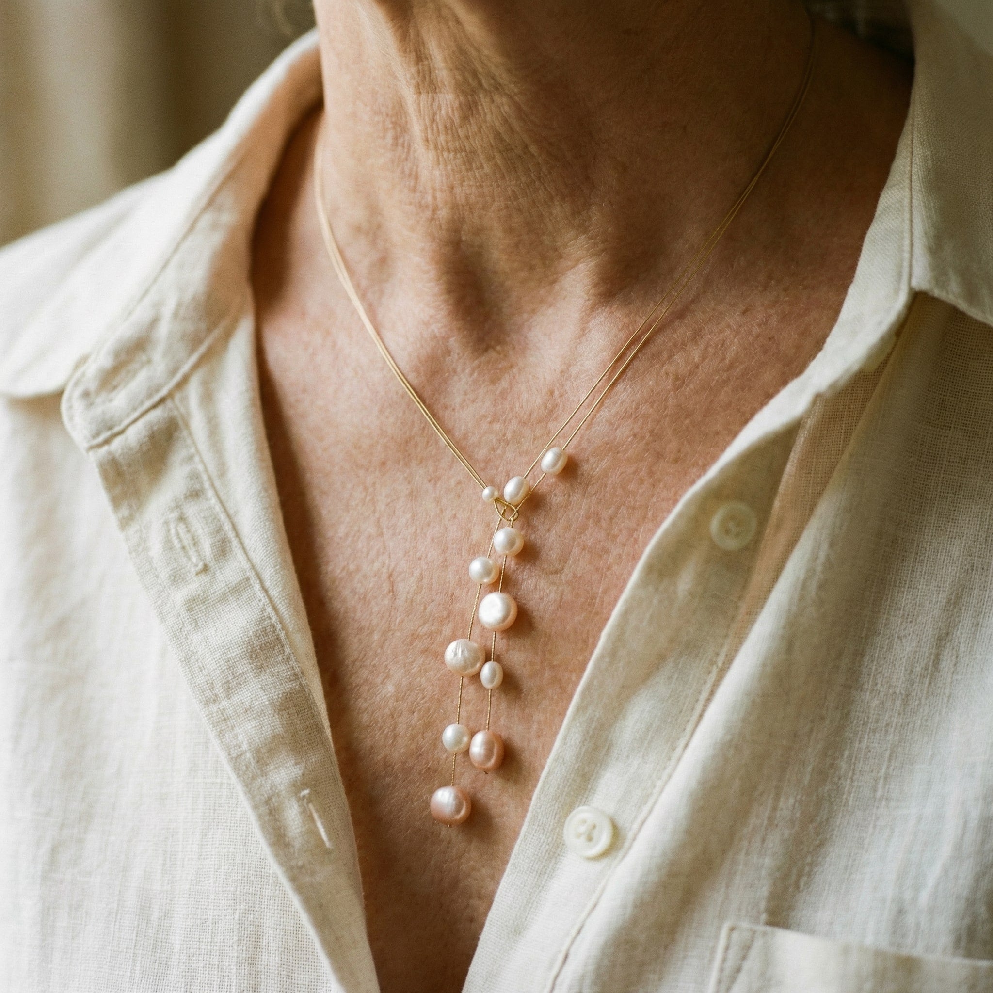 Elegante Colar de Pérolas Pendentes