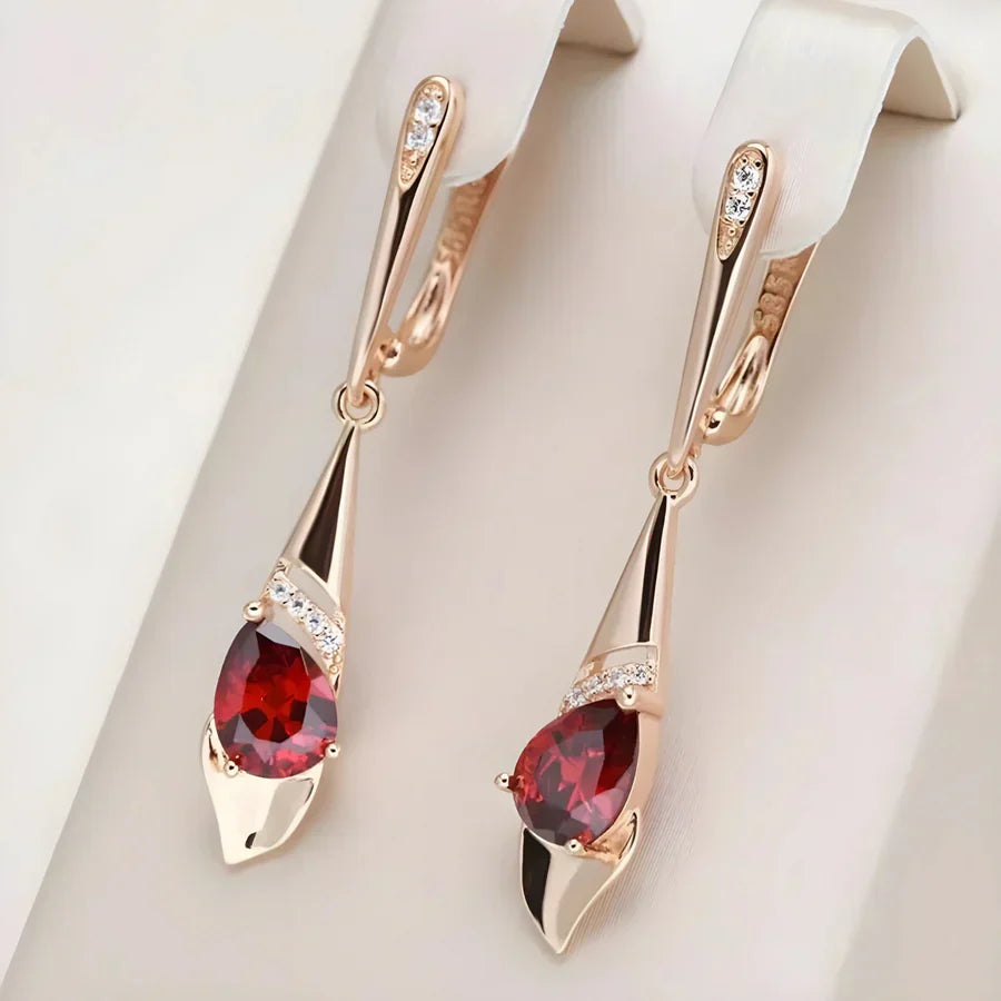 Brincos Elegantes com Cristal Vermelho