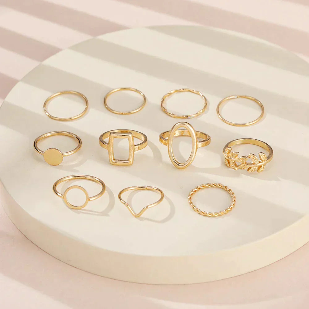 Conjunto de 11 anéis vintage em prata