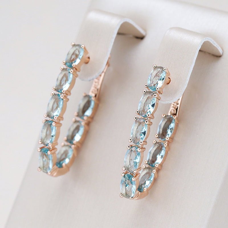 Brincos Elegantes com Turquesa e Zircônia em Ouro