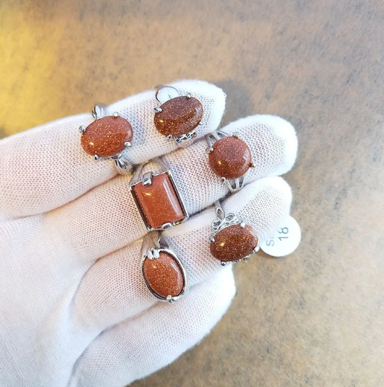 Conjunto de Anéis em Pedra Natural