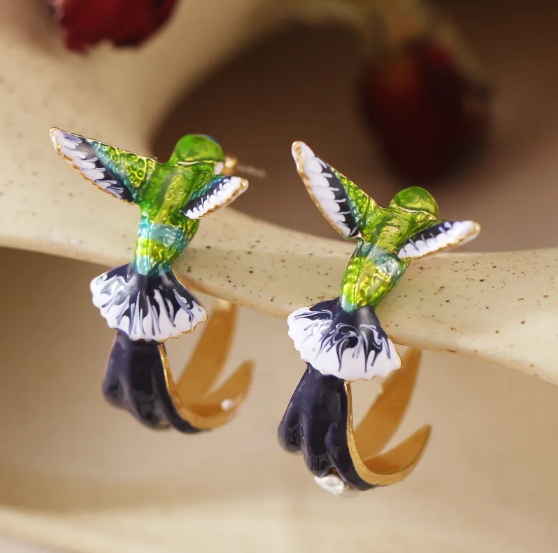 Brincos Pendentes Colibri Adorável