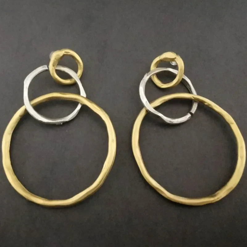 Brincos de Argola Vintage em Ouro e Prata