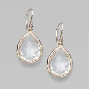Brincos Luxuosos com Cristal Branco Pendente