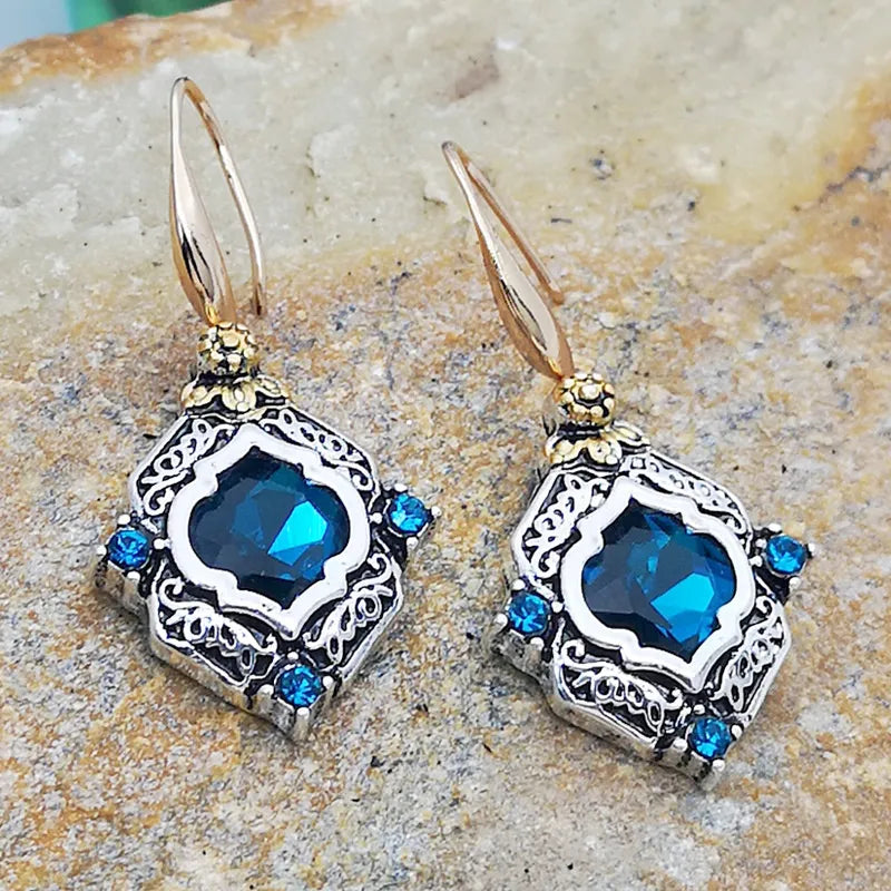 Brincos Retro Cristal Azul