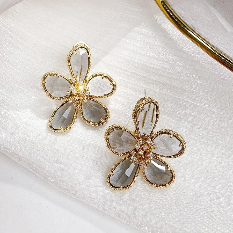 Brincos Flor da Fortuna com Zircónias Incrustadas
