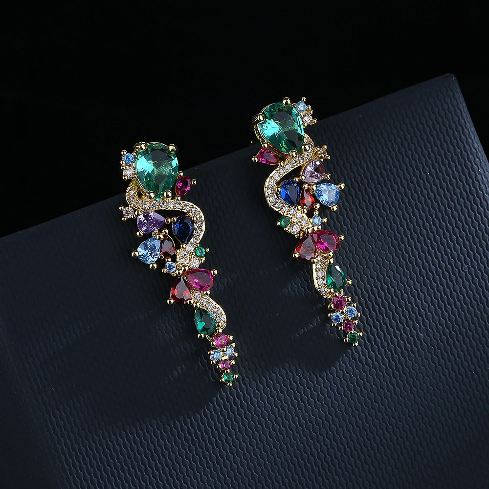 Brincos em Ouro com Zircões Multicoloridos