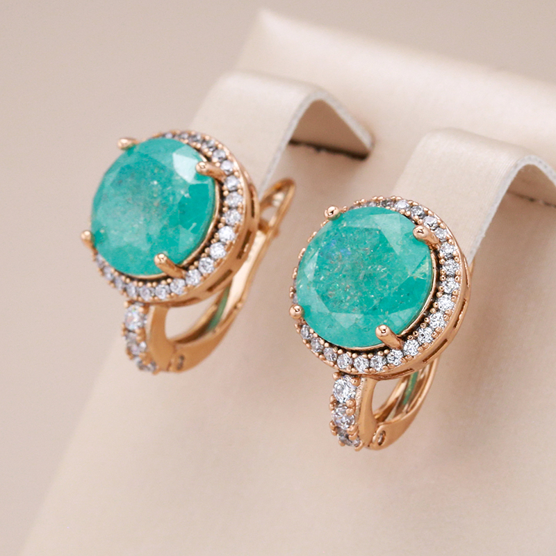 Brincos Elegantes em Ouro com Turquesa e Opala