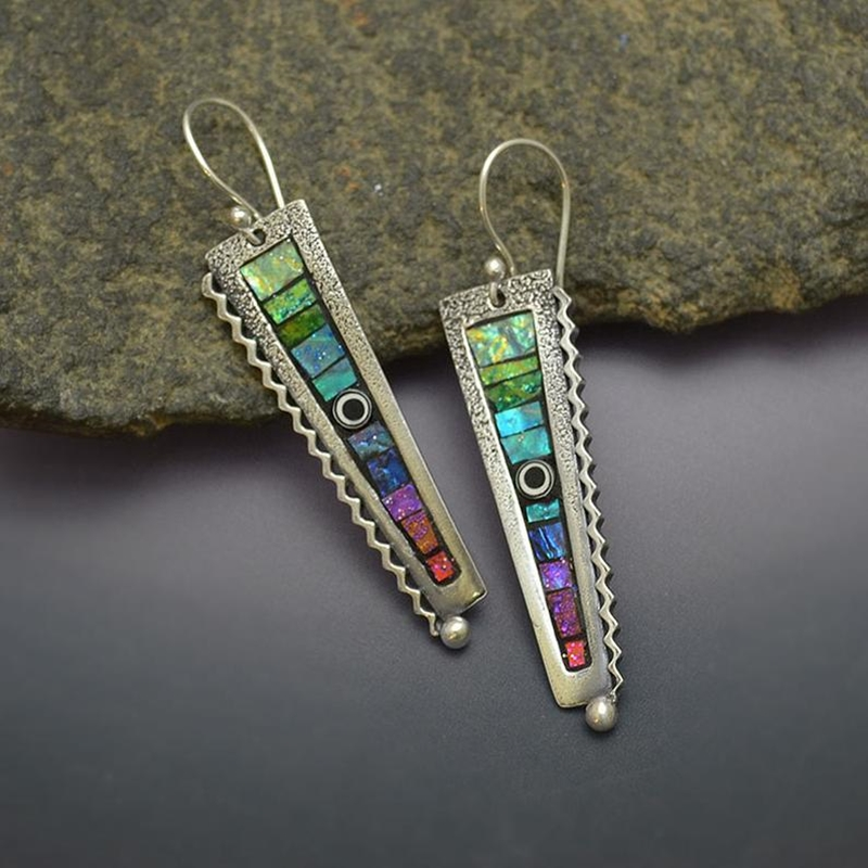 Brincos Vintage com Serra Multicoloridos