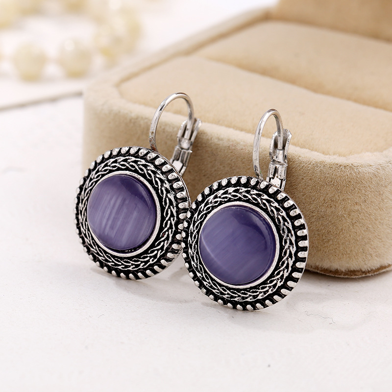 Brincos Boho em Prata com Pedras Redondas