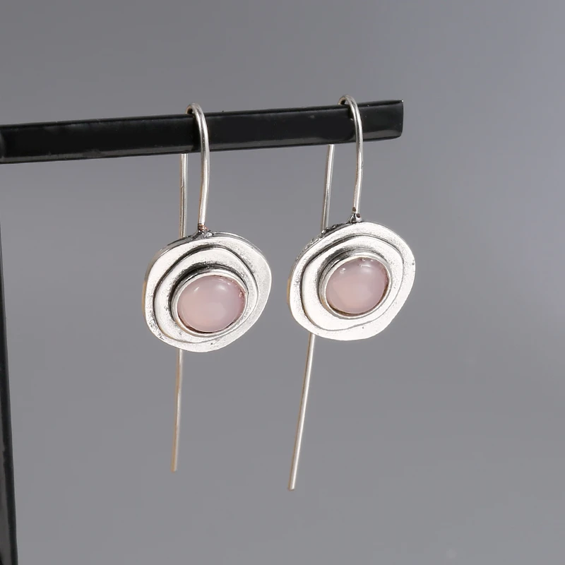 Brincos Boho com Cristal Rosa