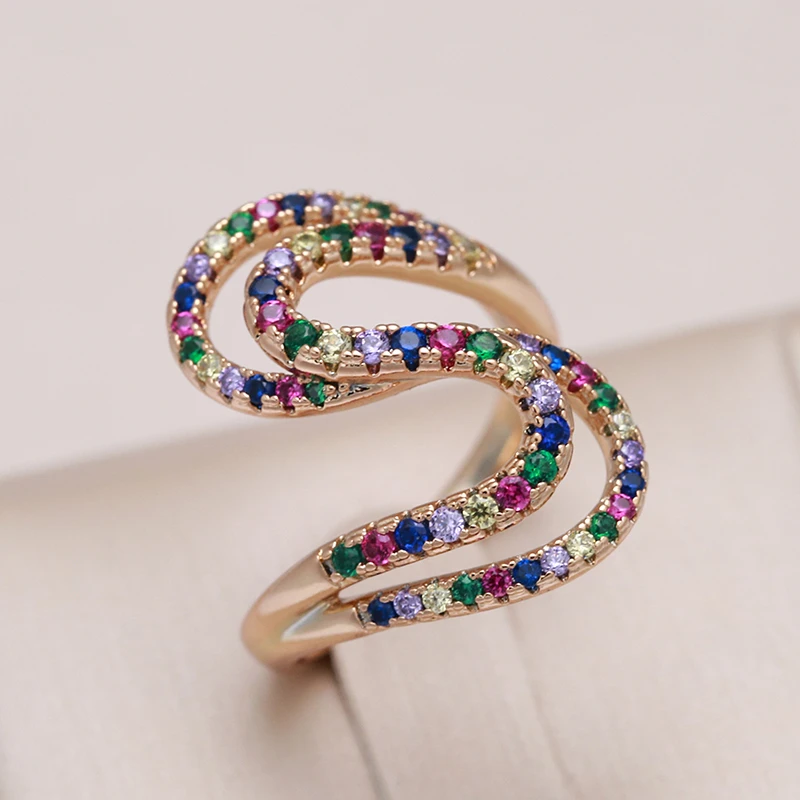 Anel Elegante com Zircônia Colorida