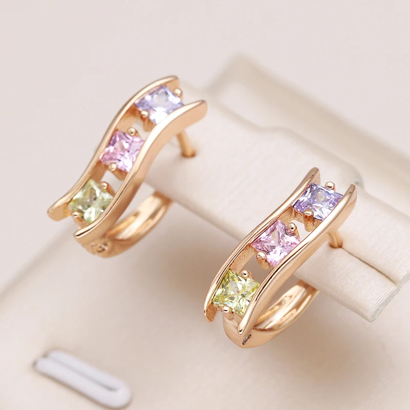 Brincos Multicoloridos em Ouro com Zircão Cúbico