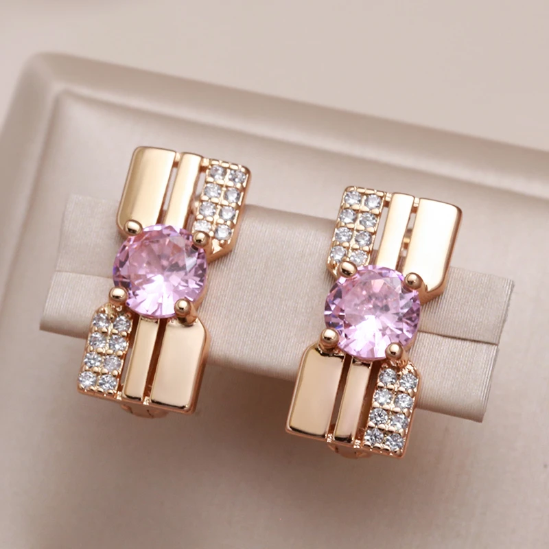 Brincos com Diamantes de Zircão Cúbico Rosa