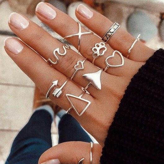 Conjunto de Anéis Vintage em Prata