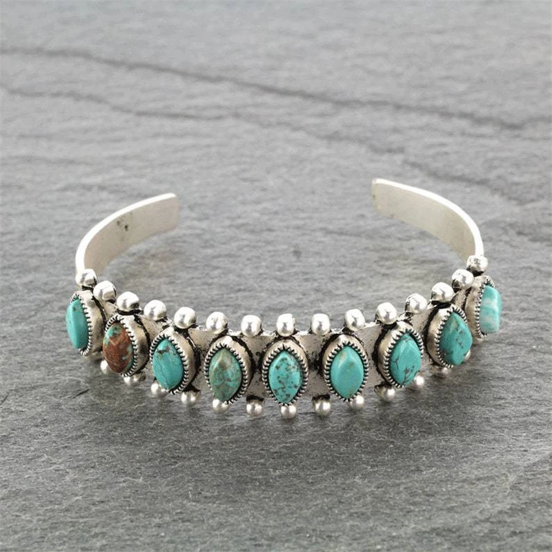 Pulseira Vintage com Pedras Turquesa