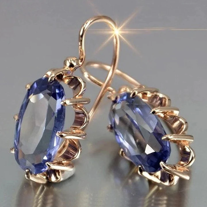 Brincos Vintage com Zircónia Azul