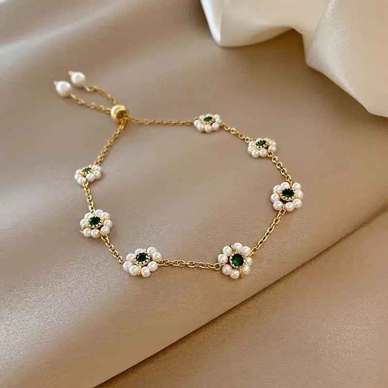 Pulseira Elegante com Cristais Verdes