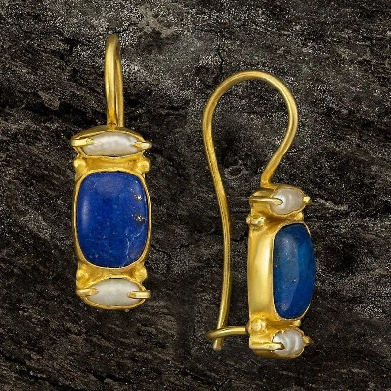 Brincos Vintage em Azul e Ouro