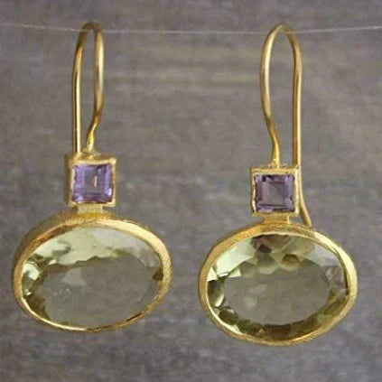 Brincos em Ouro e Cristal Verde