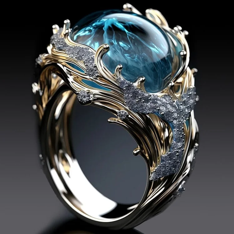 Anel Vintage Ocean Crystal