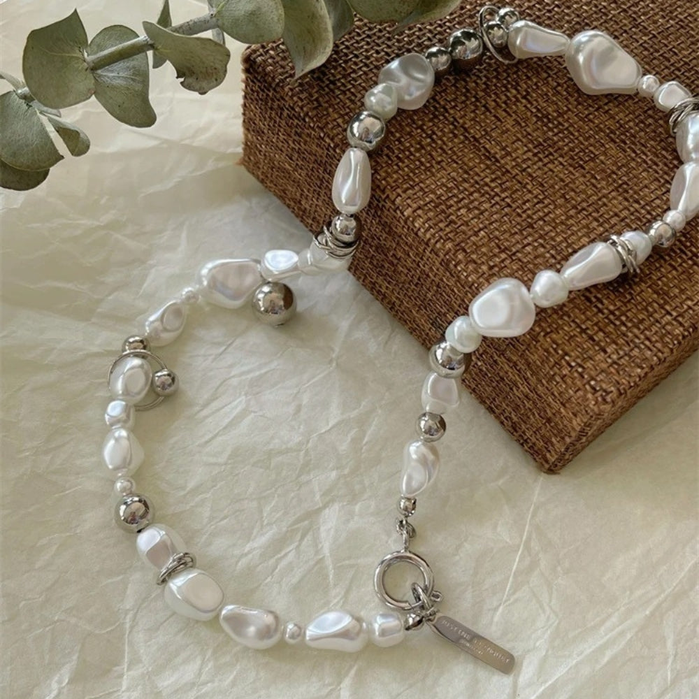 Colar Vintage com Pérolas e Contas de Prata