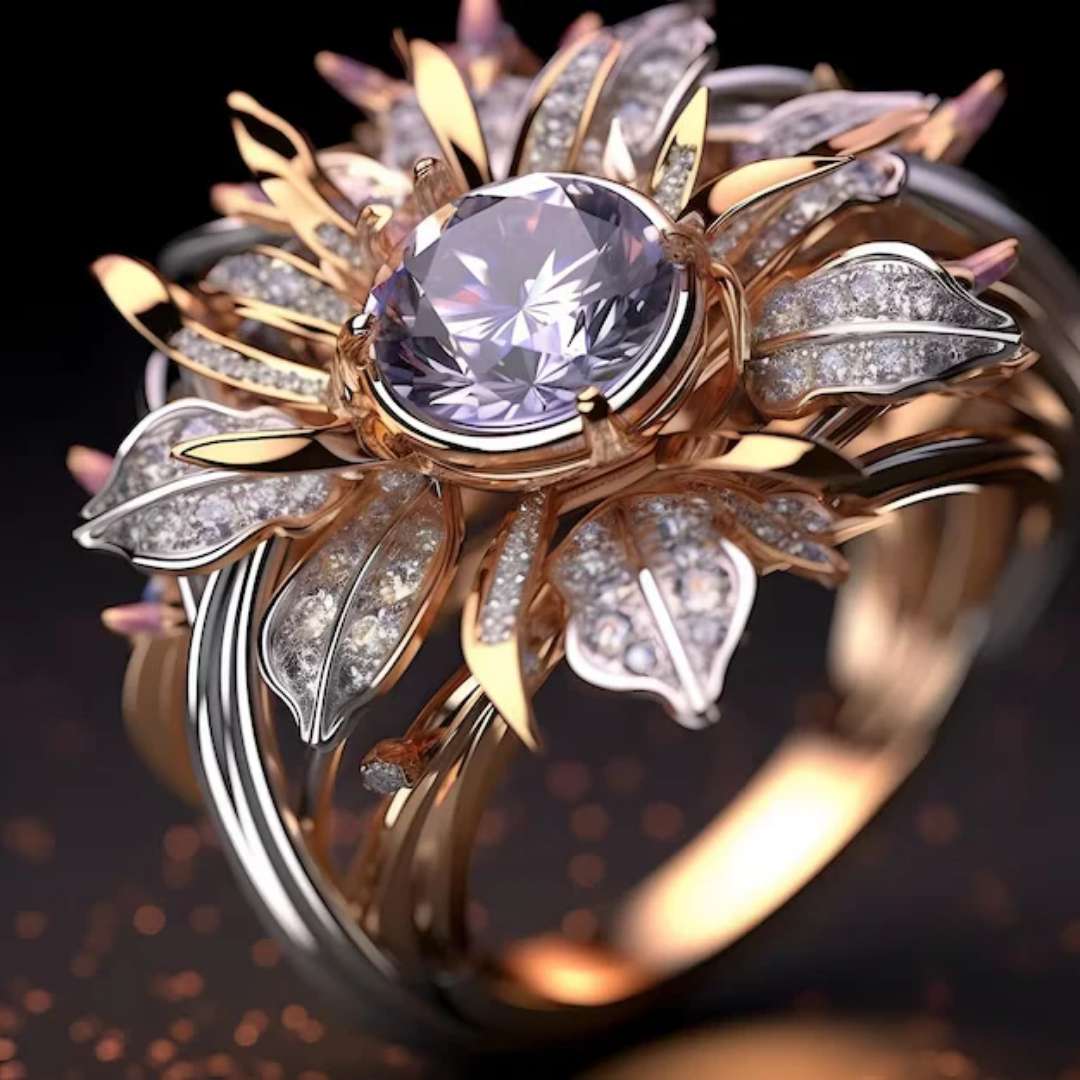 Anel Exótico Flor Violeta